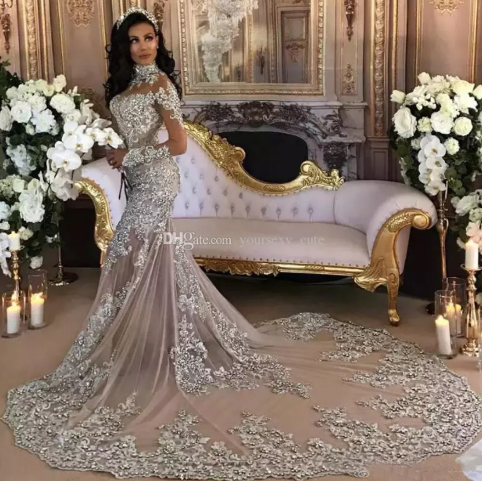 Silver Mermaid Wedding Dress